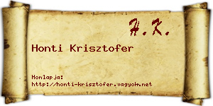 Honti Krisztofer névjegykártya